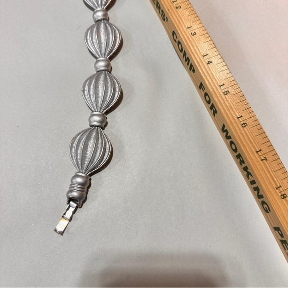 Vintage 1990's Chunky Silver Modern Statement Collar Necklace - Picture 12 of 14